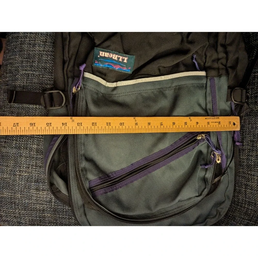 Vintage LL Bean Continental‎ Green Purple & Black School Backpack Large Monogram